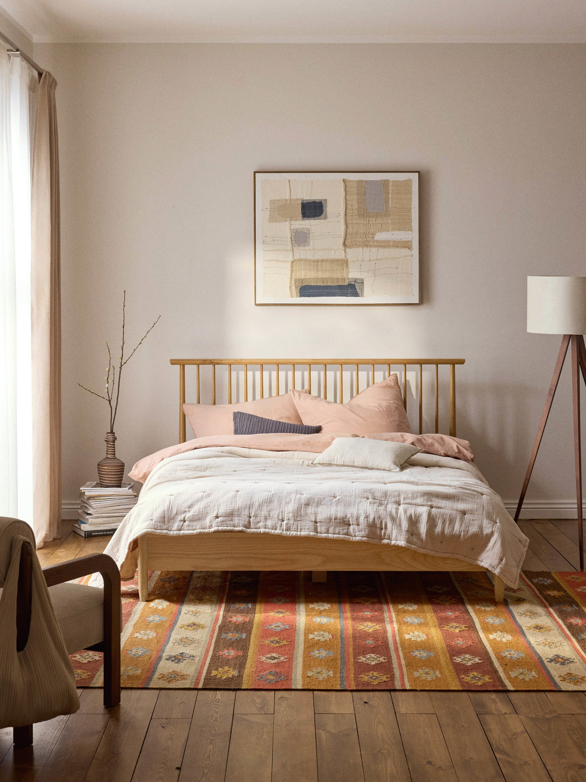 Windvero Wooden Bed with Pine Headboard
