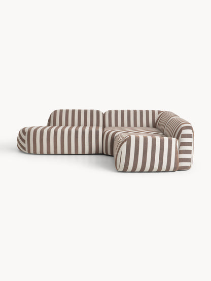 Wolvara Modular Striped Corner Sofa with Chaise Longue (4-Seater)