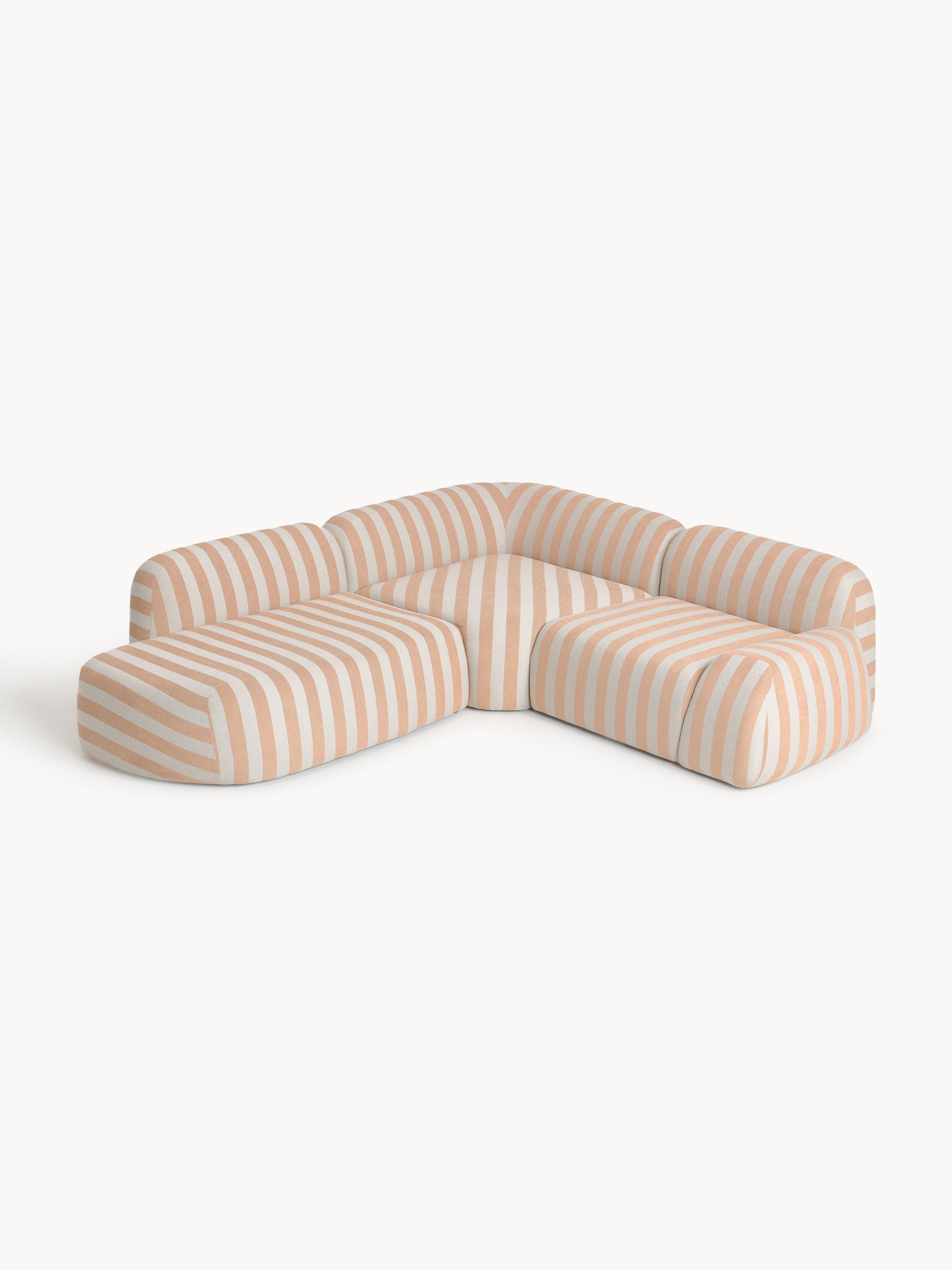 Wolvara Modular Striped Corner Sofa with Chaise Longue (4-Seater)