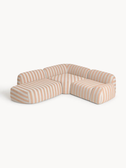 Wolvara Modular Striped Corner Sofa with Chaise Longue (4-Seater)