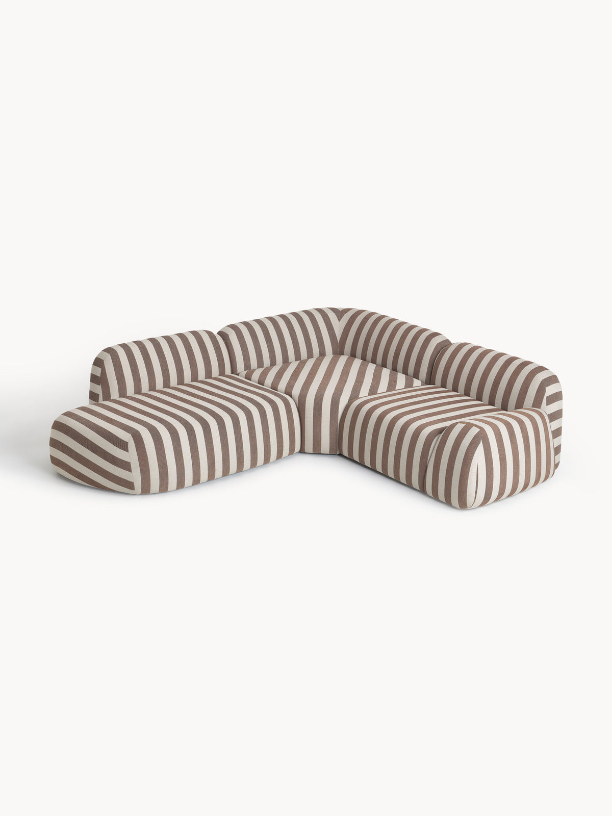 Wolvara Modular Striped Corner Sofa with Chaise Longue (4-Seater)
