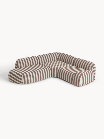Wolvara Modular Striped Corner Sofa with Chaise Longue (4-Seater)