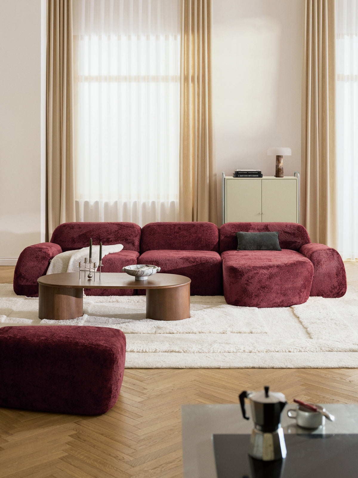 Wolvara Modular Teddy Bouclé Corner Sofa, 4-Seater