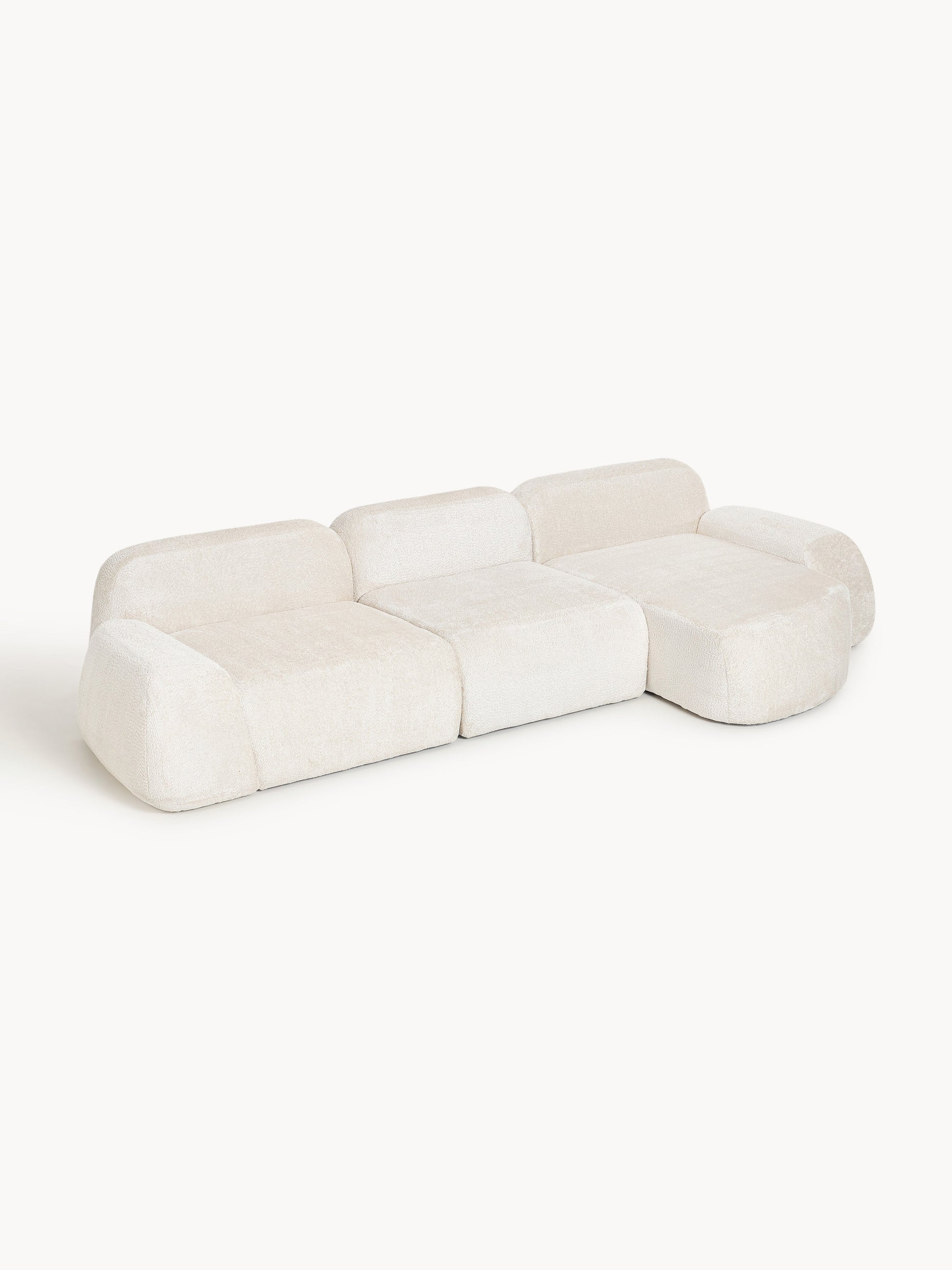 Wolvara Modular Teddy Bouclé Corner Sofa, 4-Seater