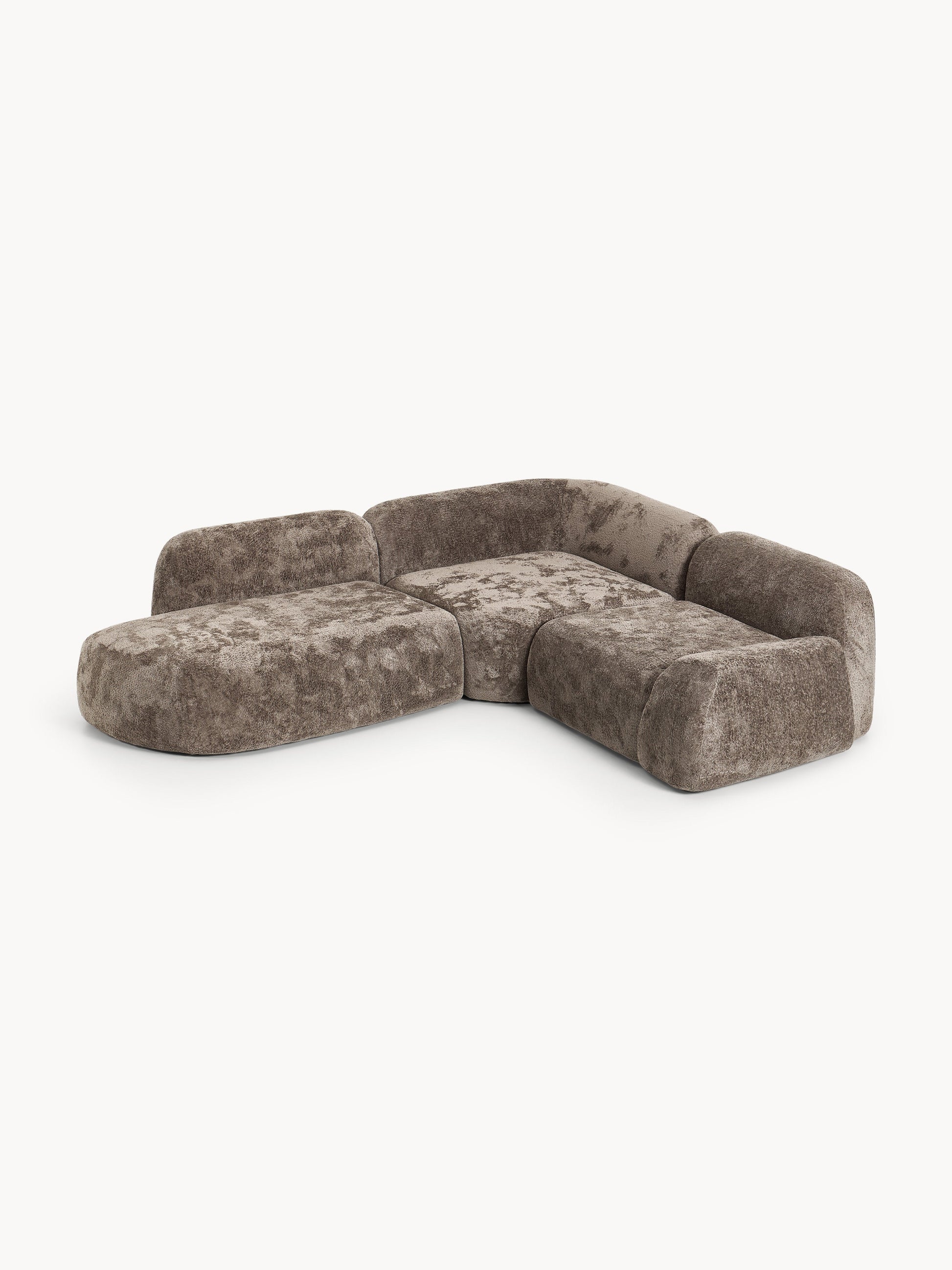 Wolvara Modular Teddy Bouclé Corner Sofa with Chaise Longue (4-Seater)
