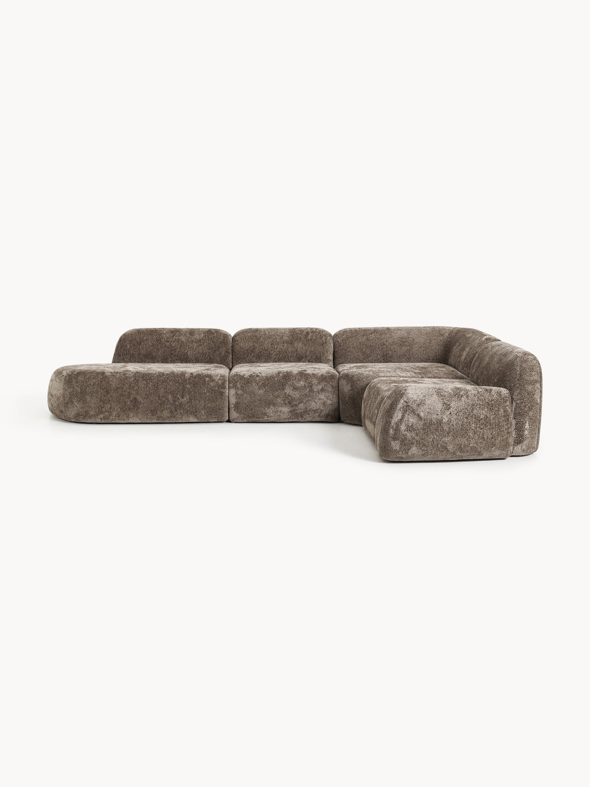 Wolvara Modular XL Teddy Bouclé Corner Sofa with Chaise Longue