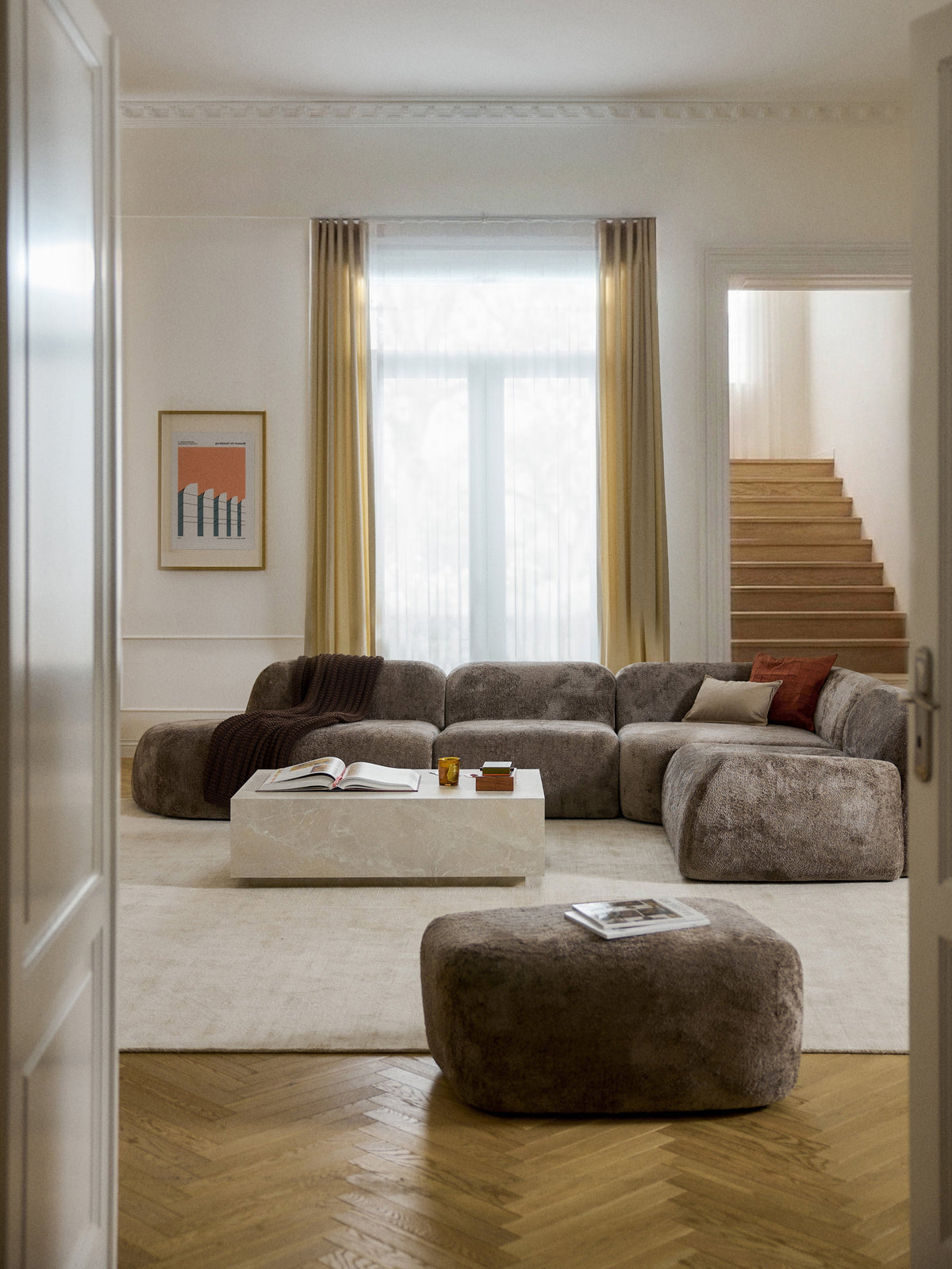 Wolvara Modular XL Teddy Bouclé Corner Sofa with Chaise Longue