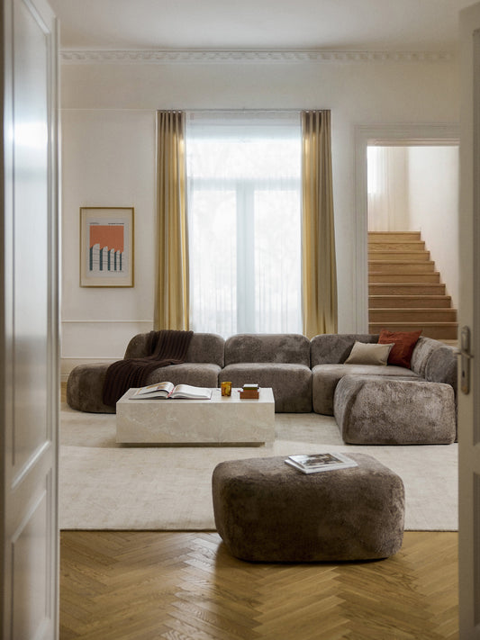 Wolvara Modular XL Teddy Bouclé Corner Sofa with Chaise Longue