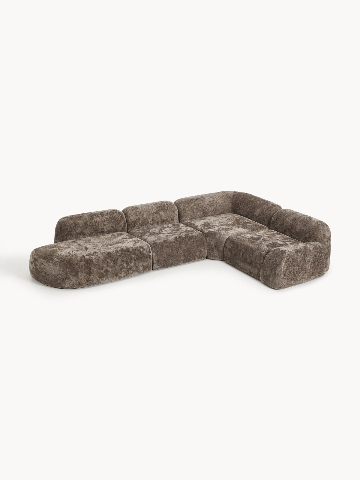 Wolvara Modular XL Teddy Bouclé Corner Sofa with Chaise Longue