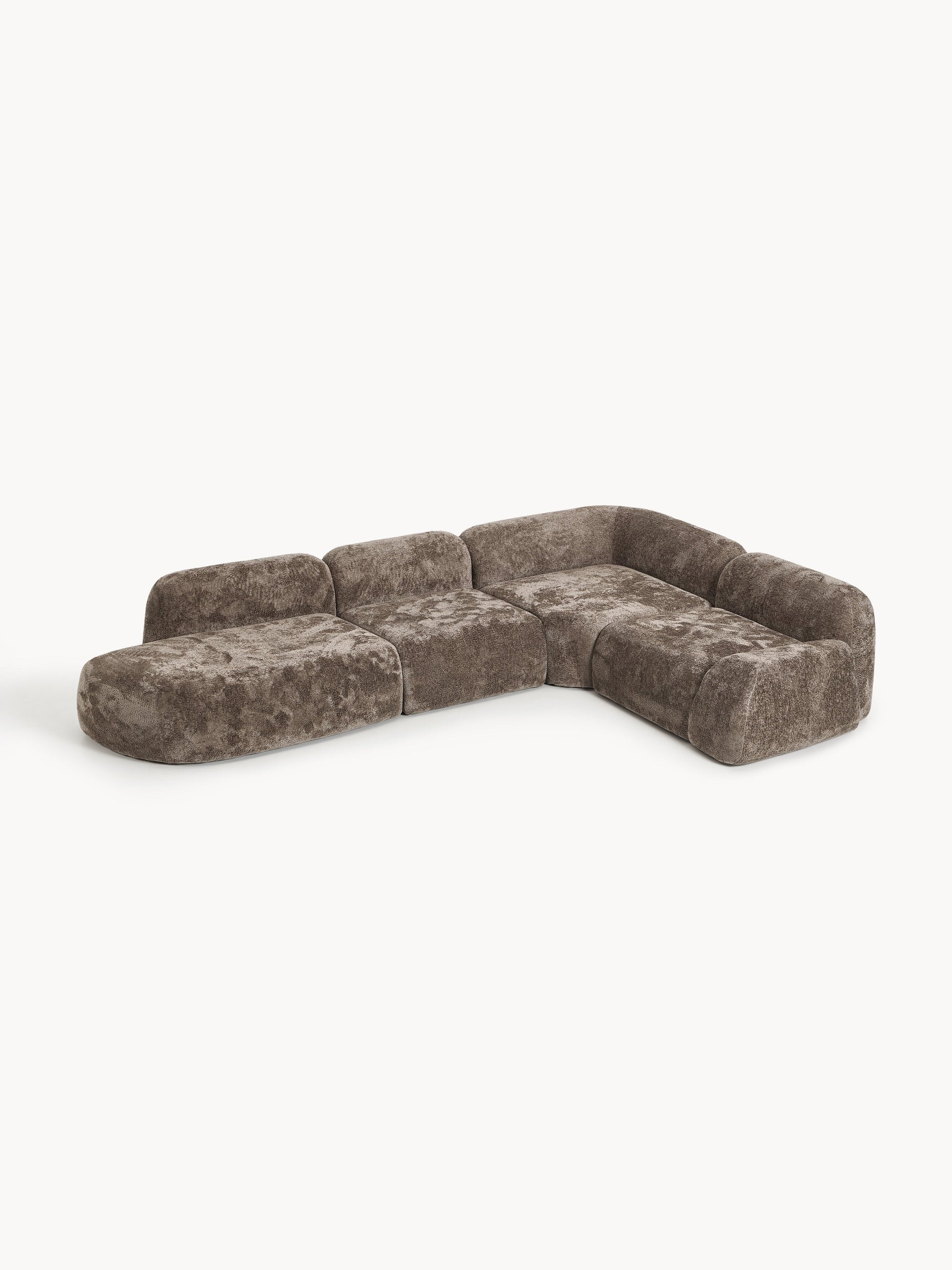 Wolvara Modular XL Teddy Bouclé Corner Sofa with Chaise Longue