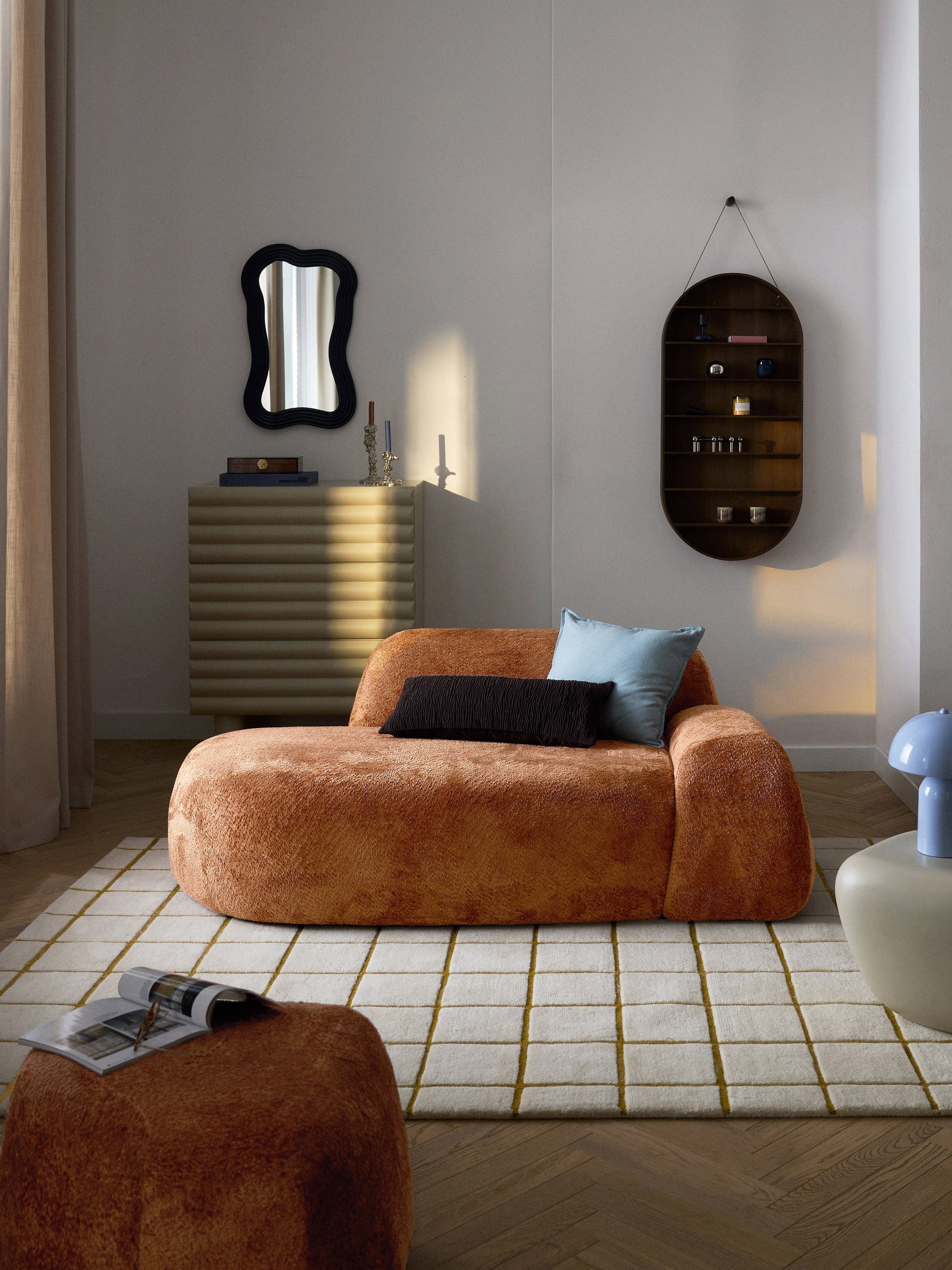 Wolvara Teddy Bouclé Sofa with Chaise Longue (2-Seater)